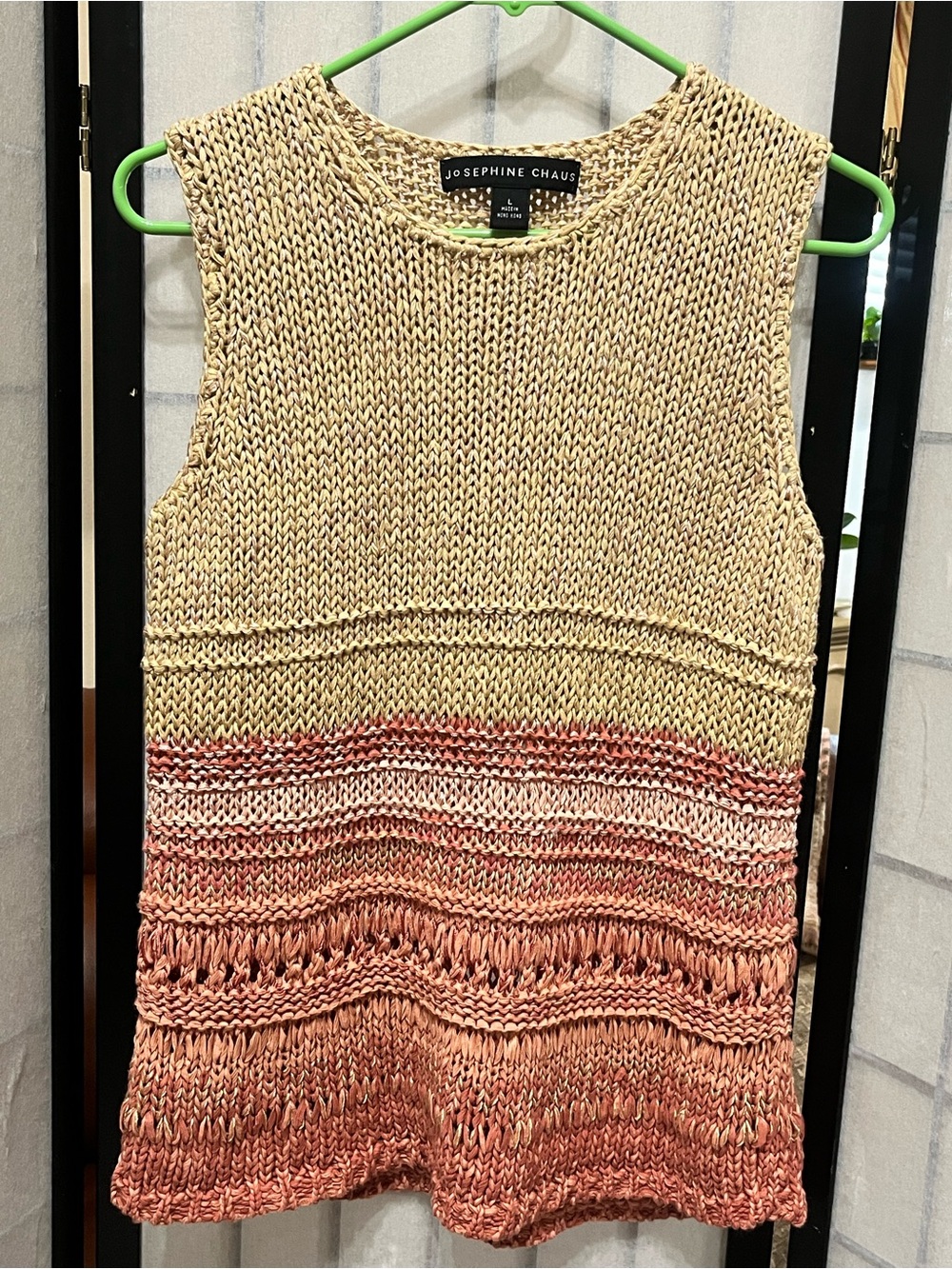 Josephine Chaus Cream to Coral Ombre Knit Sleeveless Tank WOMEN SIZE L